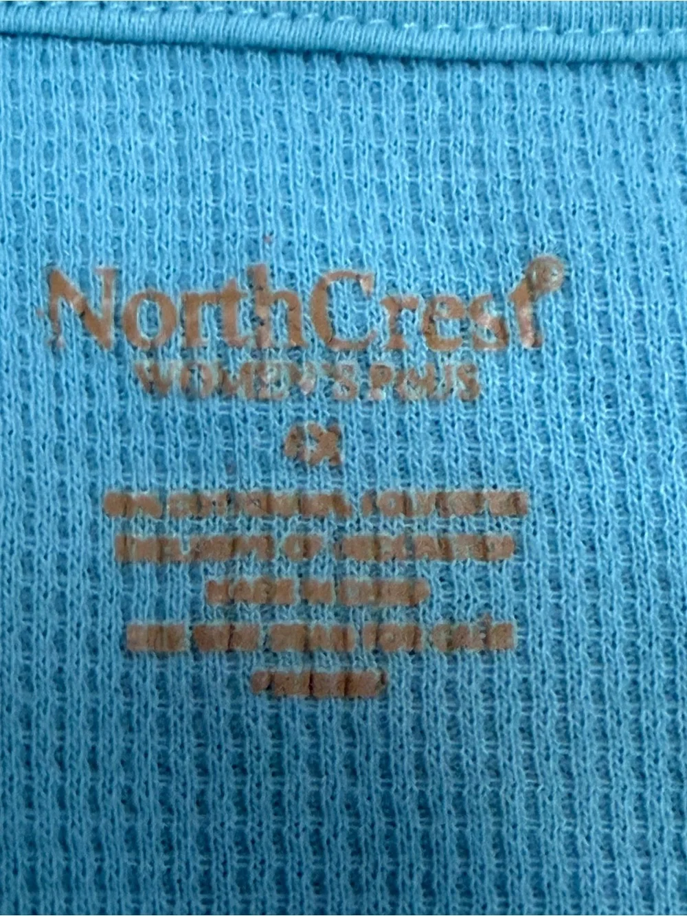 NorthCrest Women’s Plus Aqua Thermal Embroidered Henley Top - Picture 2 of 6